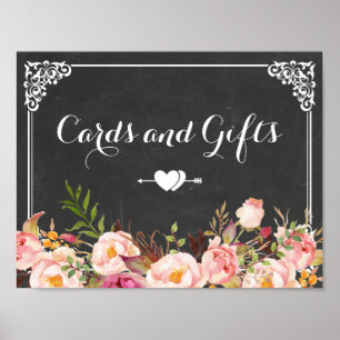 Cards & Gifts Wedding Vintage Chalkboard Floral Poster