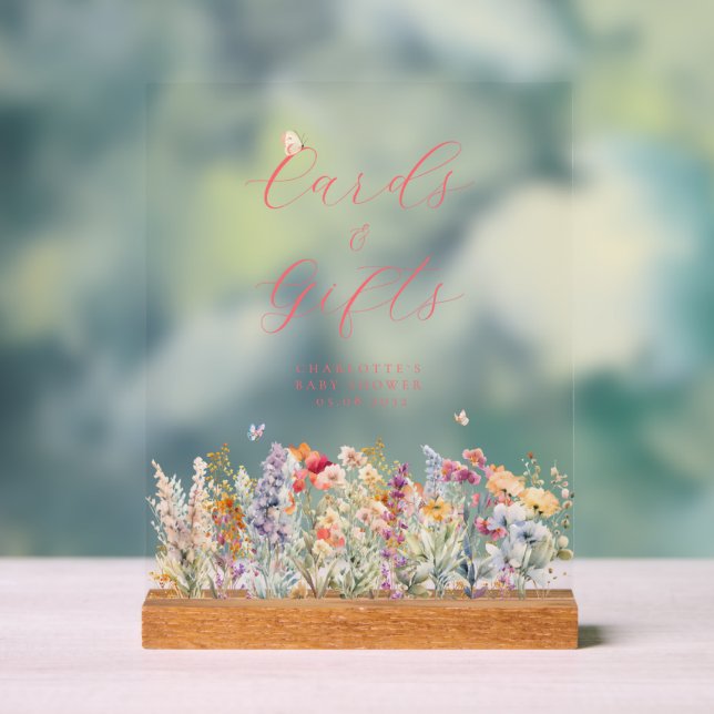 Cards & Gifts! Wildflower  Acrylic Sign (Neutral)