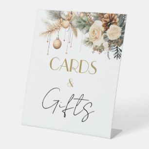 Cards & Gifts Winter Christmas Bridal Shower Table Pedestal Sign