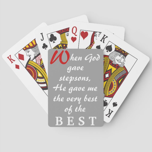 Cards-God Gave Stepsons - Red Blue Grey Bkgrnd Playing Cards (Back)