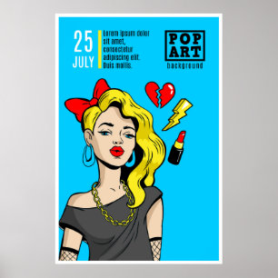 Cards in comic style poster