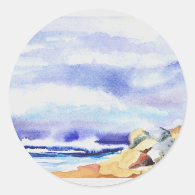 cards,magnet,note pads,stationery,seascapes classic round sticker (Front)