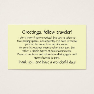 Cards to leave on others' windshields.