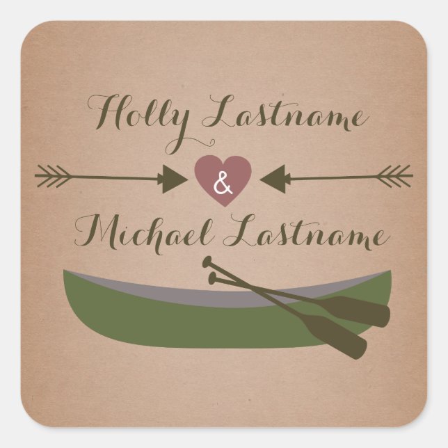 Cardstock Inspired Canoe + Heart With Arrows Square Sticker (Front)