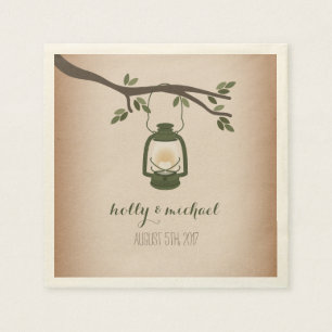 Cardstock Inspired Green Camping Lantern Wedding Napkin