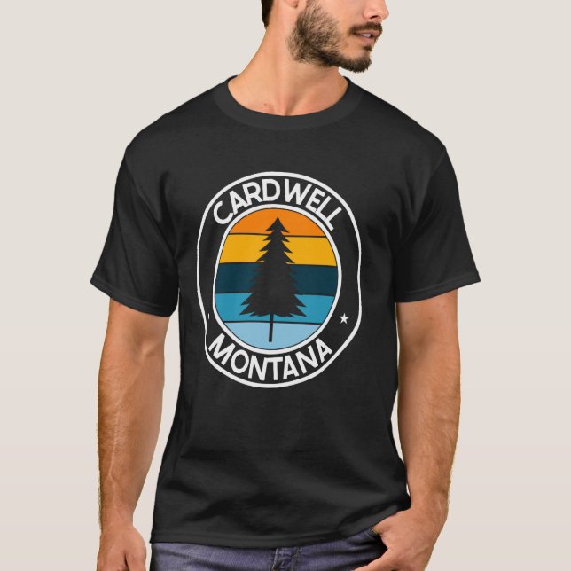 Cardwell Montana MT USA City Pride Retro Sunset T-Shirt (Front)