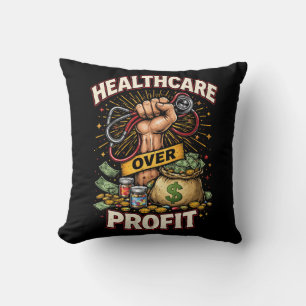 Care Before Profit Throw Pillow