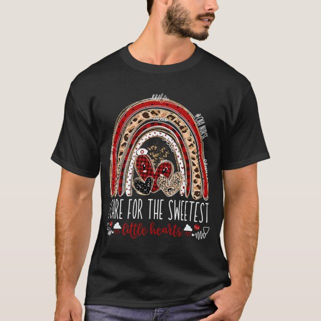 Care For Sweetest Little Hearts CNA Nurse Valentin T-Shirt (Front)