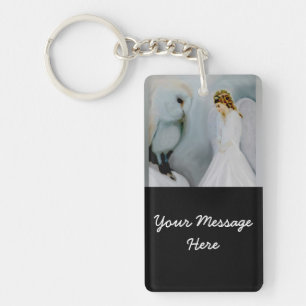 Care Guardian Angel and White Owl Keychain