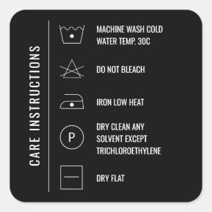 Care Instructions Clothing Product Square Stickers