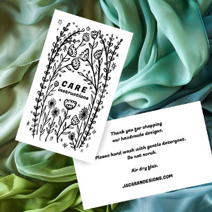 CARE INSTRUCTIONS Cute Elegant Wildflower Frame Business Card