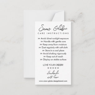 Care Instructions for Snow Globe Card