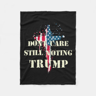 Care Still Voting Trump Patriotic American Flag Cr Fleece Blanket