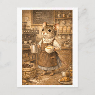 Career Mouse as Barista Postcard