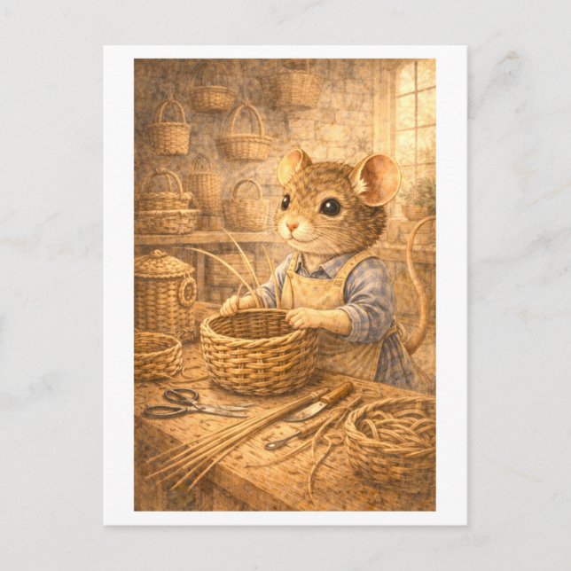 Career Mouse as Basket Weaver Postcard (Front)