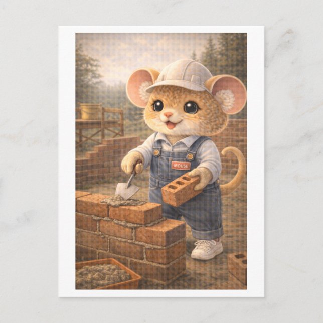 Career Mouse as Brick Layer Postcard (Front)