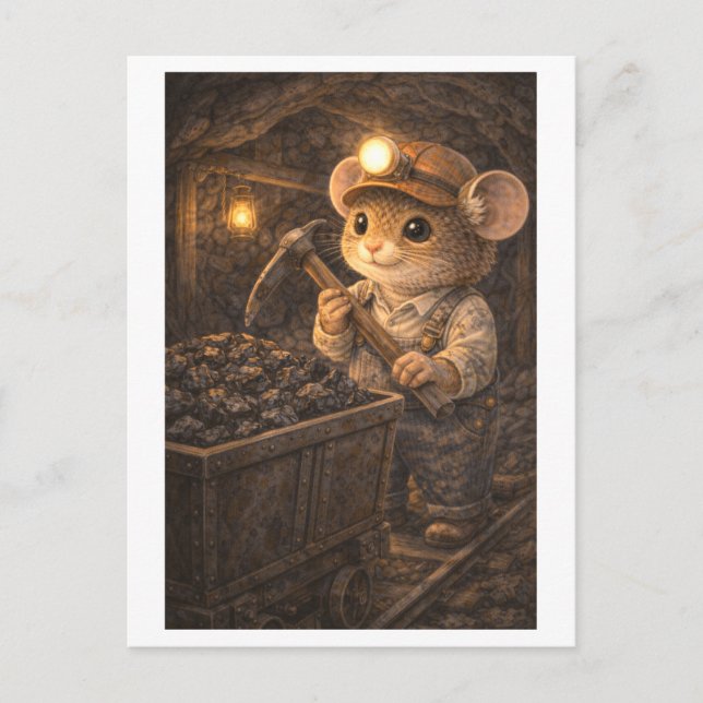 Career Mouse as Coal Miner Postcard (Front)