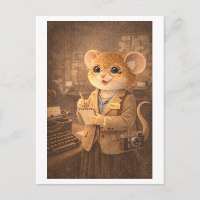 Career Mouse as Journalist/Reporter Postcard (Front)