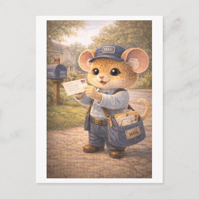 Career Mouse as Mail Carrier Postcard (Front)