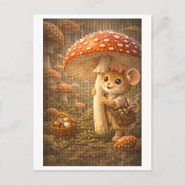 Career Mouse as Mushroom Forager Postcard (Front)