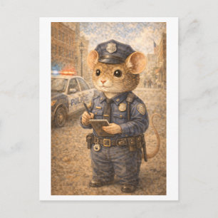 Career Mouse as Police Officer Postcard