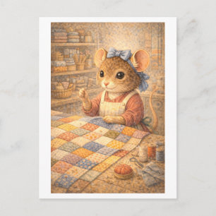 Career Mouse as Quilter Postcard