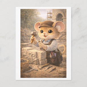 Career Mouse as Stone Mason Postcard