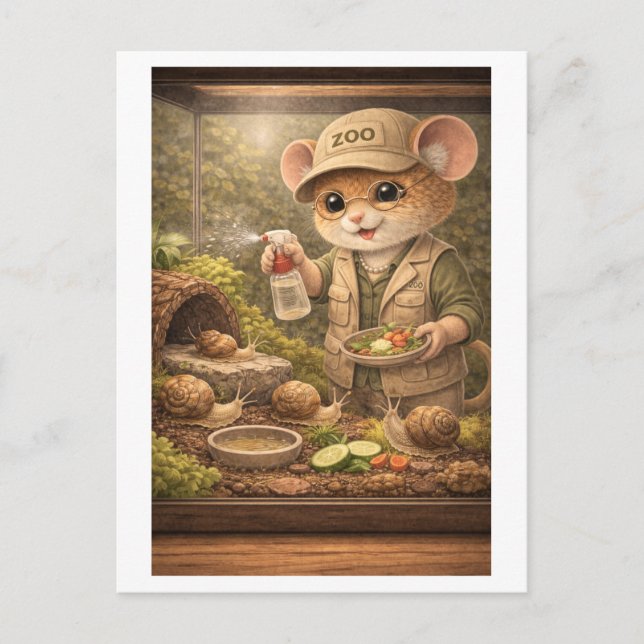 Career Mouse as Zookeeper Postcard (Front)