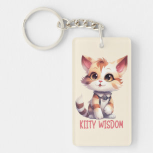 Carefree Cat Attitude – Playful Feline Design Keychain