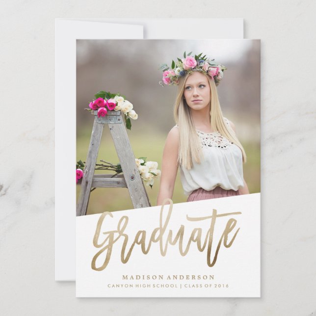 Carefree Faux Foil Graduation Invitation (Front)