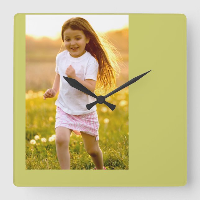 carefree happy girl running at sunset photo clock (Front)