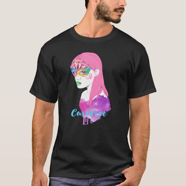 Carefree Life Fun Colourful Retro Carefree T-Shirt (Front)