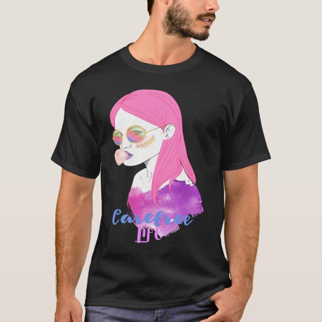 Carefree Life Fun Colourful Retro Carefree T-Shirt (Front)