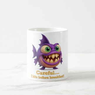 Careful… I Bite Before Breakfast – Funny Fish Coffee Mug