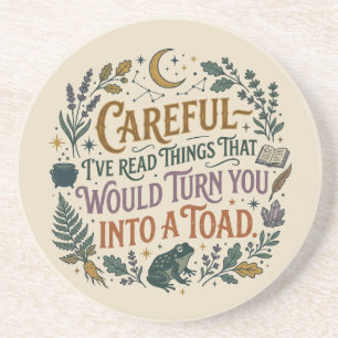 Careful I've Read Things Funny Book Witch Quote  Coaster