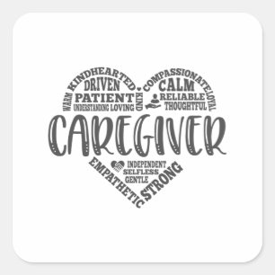 Caregiver, Care giver heart design Square Sticker