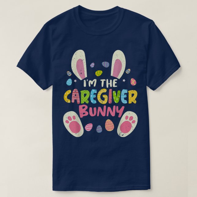 Caregiver Easter Matching Family Party Bunny Face  T-Shirt (Design Front)