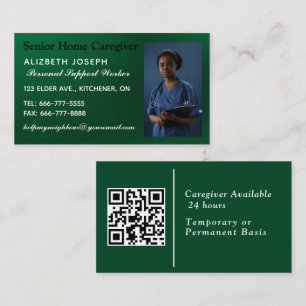 Caregiver Helpful Assistant photo QR Code Business Card