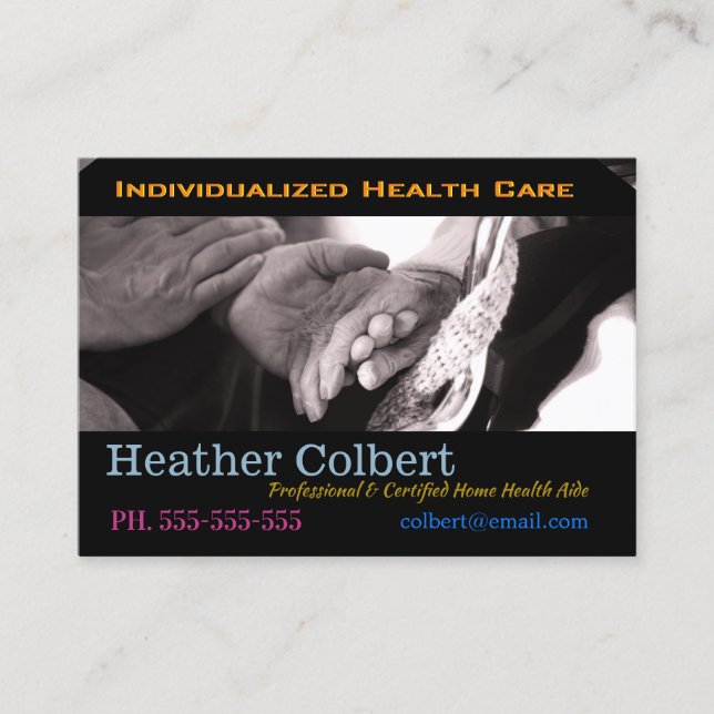 Caregiver HelpingU Trusting Professional  Business Card (Front)