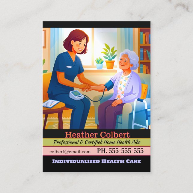 Caregiver Here To Help Business Card (Front)