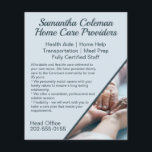 Caregiver Home Care Blue Promotional Business Flyer<br><div class="desc">A beautiful business flyer featuring elderly hands. This great flyer would work well to promote and advertise a private caregiver,  home help business,  or a residential nursing organization. Easy to personalize with your own company information.</div>