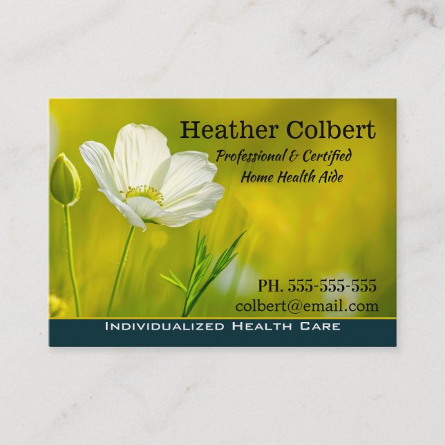 Caregiver Meadow Floral Professional Business Card (Front)