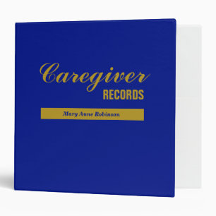 Caregiver Records Blue and Gold with Person's Name Binder