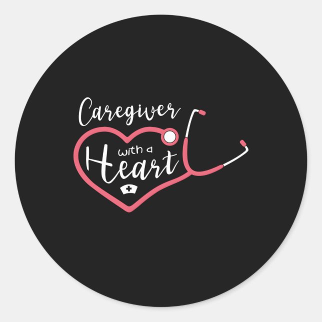 Caregiver With A He Job Profession Caregiving Classic Round Sticker (Front)