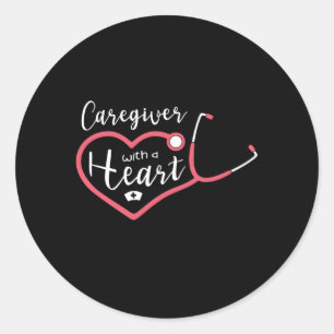 Caregiver With A He Job Profession Caregiving Classic Round Sticker