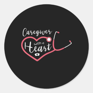 Caregiver With A He Job Profession Caregiving Classic Round Sticker