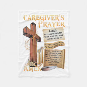 Caregivers Prayer Christian Cross Faith Hope Love Fleece Blanket