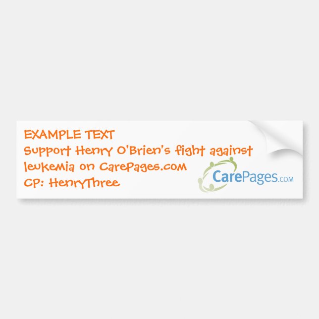 CarePages.com Custom Bumper Sticker - Customized (Front)