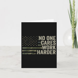 Cares Work Harder - Motivational Workout Gym Camo  Card