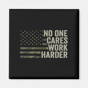 Cares Work Harder - Motivational Workout Gym Camo  Magnet